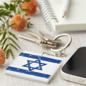 Israël Vlag Grungge Sleutelhanger (Voorkant Rechts)