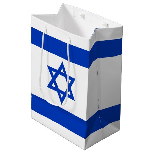 Israël vlag modern patriottisch medium cadeauzakje (Voorkant Gekanteld)