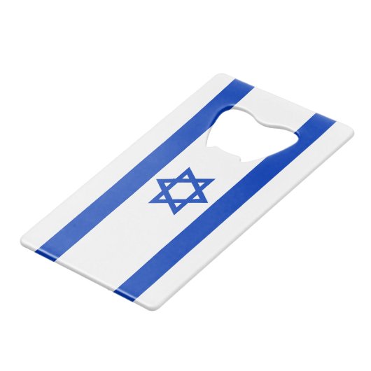 Israël vlag patriottisch modern creditkaart flessenopener (Voorkant Gekanteld)