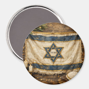 Israël-vlag, Rustieke waterverf boerderij, Judaica Magneet