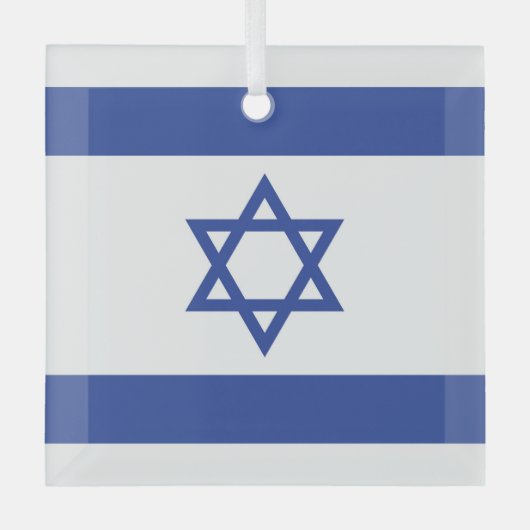 Israël Vlag, Ster van David Jodendom Joods Glas Ornament (Voorkant)