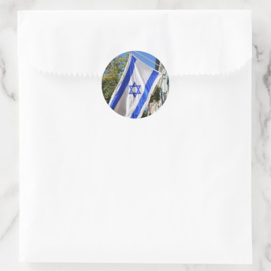 Israël Vlag Wapperend Ronde Sticker (Tas)