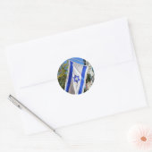 Israël Vlag Wapperend Ronde Sticker (Envelop)