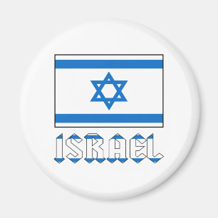Israël Vlag Woord ISRAEL Rond Magneet