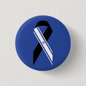Israël vlag zwart lint blauw ronde button 3,2 cm (Voorkant)