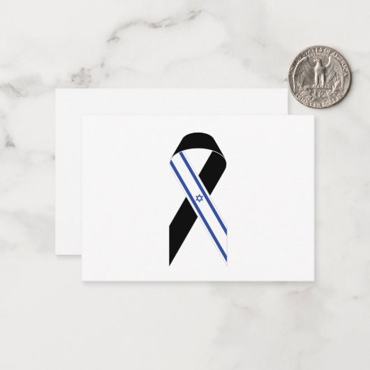 Israël vlag zwart lint Chanoeka Notitiekaartje (Voorkant / Achterkant in situ)