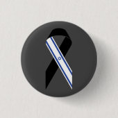 Israël vlag zwart lint donkergrijs ronde button 3,2 cm (Voorkant)