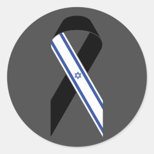 Israël vlag zwart lint donkergrijs ronde sticker