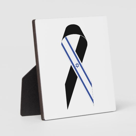 Israël vlag zwart lint fotoplaat (Voorkant)