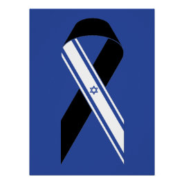 Israël vlag zwart lint gedenkteken blauw perfect poster