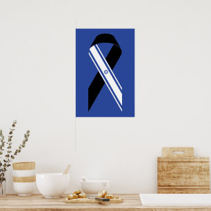 Israël vlag zwart lint gedenkteken blauw poster