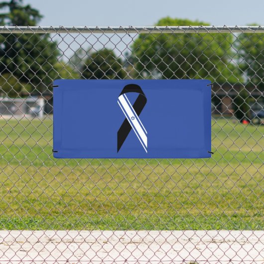Israël vlag zwart lint gedenkteken blauw spandoek (Insitu)