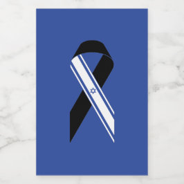 Israël vlag zwart lint gedenkteken blauwe labels voedselcontainer etiket