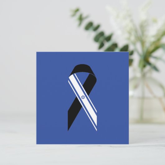 Israël vlag zwart lint gedenkteken Chanoeka kaart (Staand voorkant)