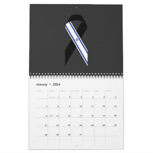 Israël vlag zwart lint gedenkteken donkergrijs kalender