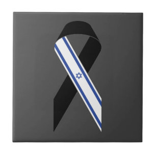 Israël vlag zwart lint gedenkteken donkergrijs tegeltje