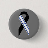Israël vlag zwart lint grijs ronde button 3,2 cm (Voorkant)