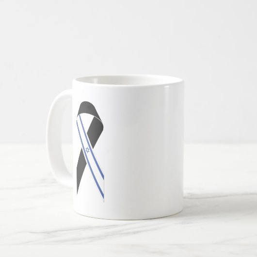 Israël vlag zwart lint koffiemok (Voorkant links)