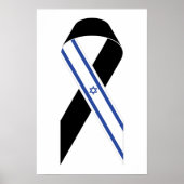 Israël vlag zwart lint poster (Voorkant)