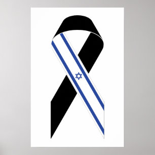 Israël vlag zwart lint poster