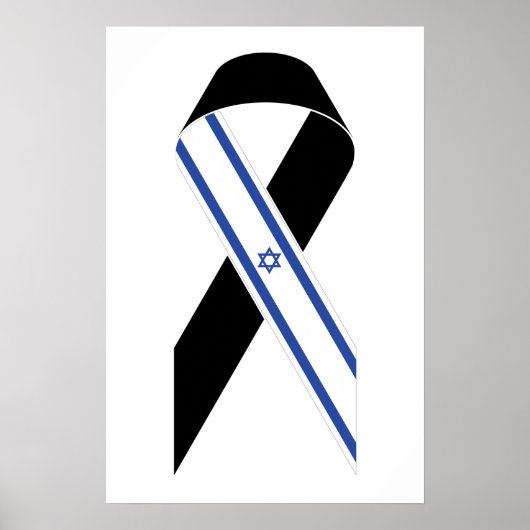 Israël vlag zwart lint poster (Voorkant)