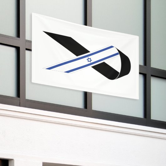 Israël vlag zwart lint spandoek (Buitenkant Gebouw)