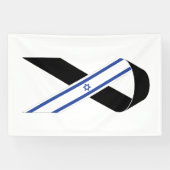 Israël vlag zwart lint spandoek (Horizontaal)