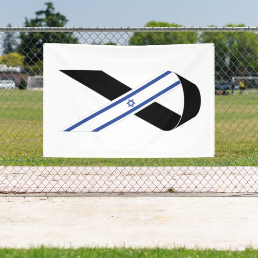 Israël vlag zwart lint spandoek (Insitu)