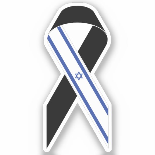 Israël vlag zwart lint sticker (Voorkant)