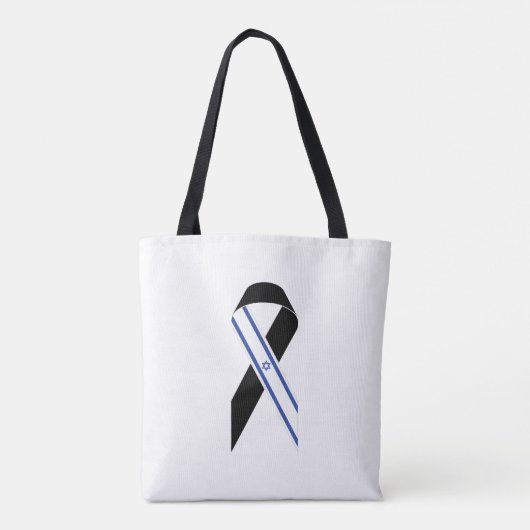 Israël vlag zwart lint tote bag (Achterkant)