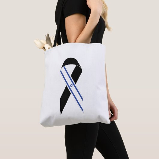 Israël vlag zwart lint tote bag (Dichtbij)