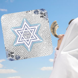 Israël Vlaggenster van David Hebreeuws Am Yisrael Vierkante Sticker