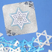 Israël Vlaggenster van David Hebreeuws Am Yisrael  Vierkante Sticker