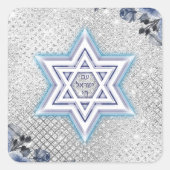 Israël Vlaggenster van David Hebreeuws Am Yisrael  Vierkante Sticker (Voorkant)