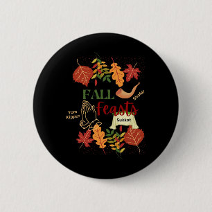 Israel Yisrael Herfst Feesten Shofar Sukkot Jom Ki Ronde Button 5,7 Cm
