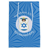 Israeli Angel Hanukkah Flag Personalized  Medium Cadeauzakje (Achterkant)