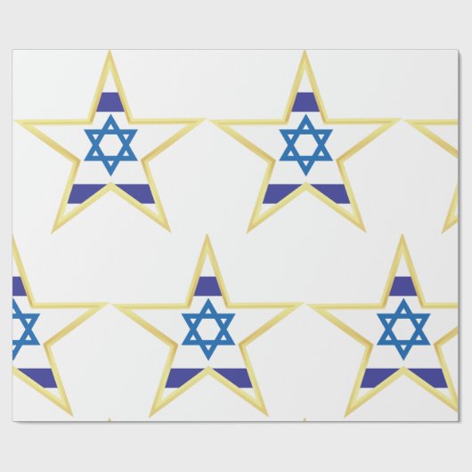 Israeli Flag Star of David Gold Trimmed Cadeaupapier (Vlak)