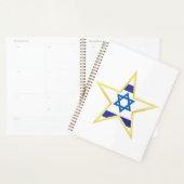 Israeli Flag Star of David Gold Trimmed Planner (Display)