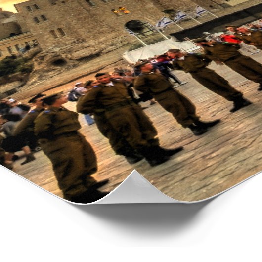 Israeli IDF Soldiers at Western Wall Plaza Poster (Hoek)