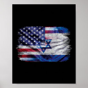 Israëlisch Amerikaanse Vlag Trots Israël Vs Voor V Poster