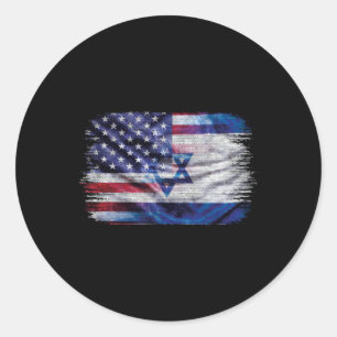 Israëlisch Amerikaanse Vlag Trots Israël Vs Voor V Ronde Sticker