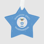 Israëlische engel Chanoeka vlag gepersonaliseerd Ornament (achterkant)