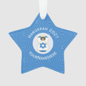 Israëlische engel Chanoeka vlag gepersonaliseerd Ornament (voorkant)