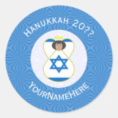 Israëlische engel Chanoeka vlag gepersonaliseerd Ronde Sticker (Voorkant)