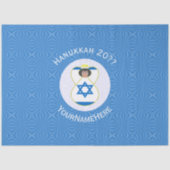 Israëlische engel Chanoeka vlag gepersonaliseerd Tissuepapier (Voorkant)