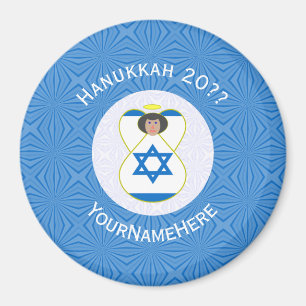 Israëlische engel Hanukkah vlag gepersonaliseerd  Magneet