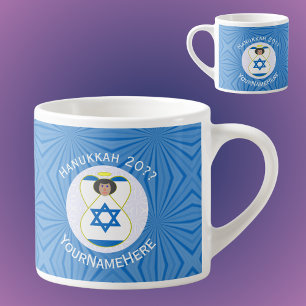 Israëlische Engel Hanukkah Vlag Persoonlijk Espresso Kop