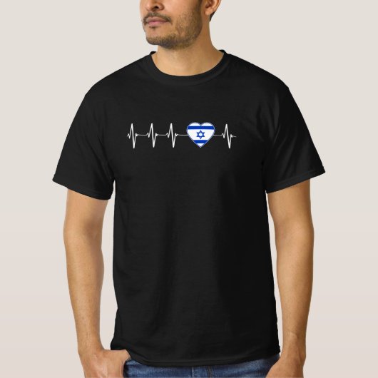 Israëlische hartslag Ik hou van Israëlisch vlaggen T-shirt (Voorkant)