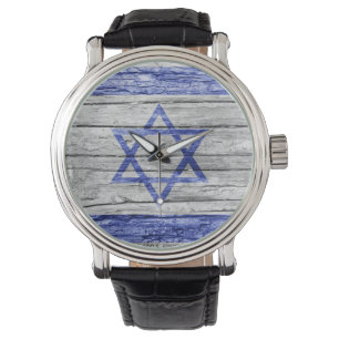 Israëlische houten vlag horloge
