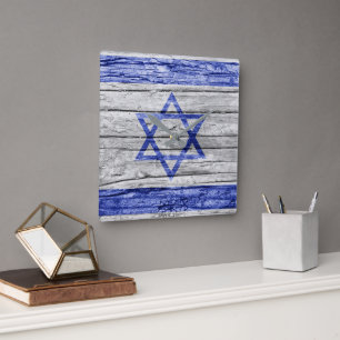 Israëlische houten vlag vierkante klok